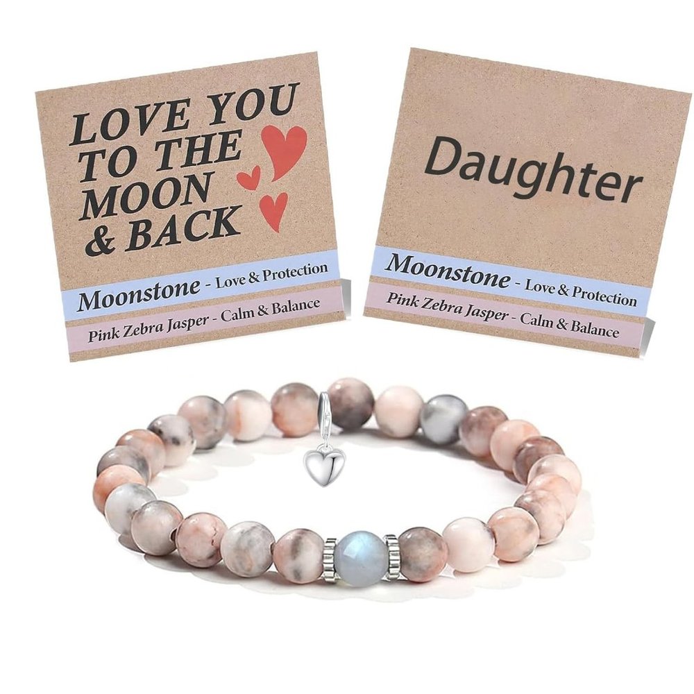 Daughter Infinity Heart Moonstone Bracelet